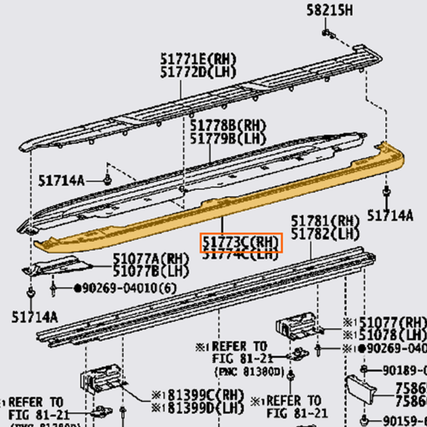 Cubierta lateral estribo derecho Toyota Prado TX 10-20 51773-60180