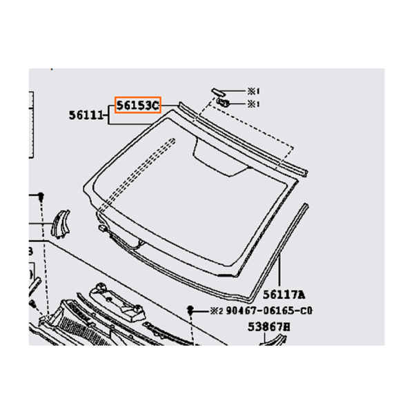 MOLDURA SUPERIOR PARABRISAS CENTRO INTERIOR TOYOTA RAV4 05-12 56153-42010