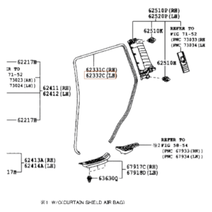 Caucho marco puerta trasera izquierda Toyota Prado TX 10-17 62332-60090-B0