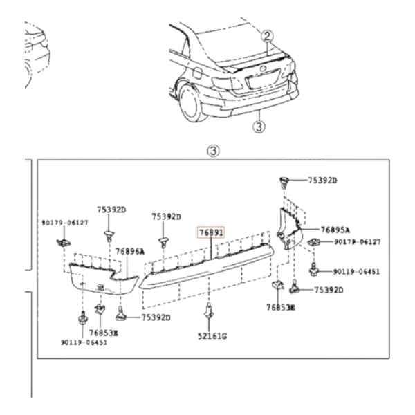 Spoiler Bomper trasero Toyota Corolla 07-14 76891-02020