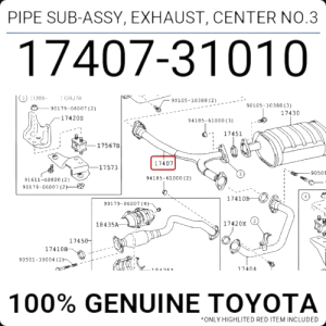Tuberia de escape N3 Toyota FZJ7 GRJ7 HZJ7 VDJ7 09-24 17407-31010